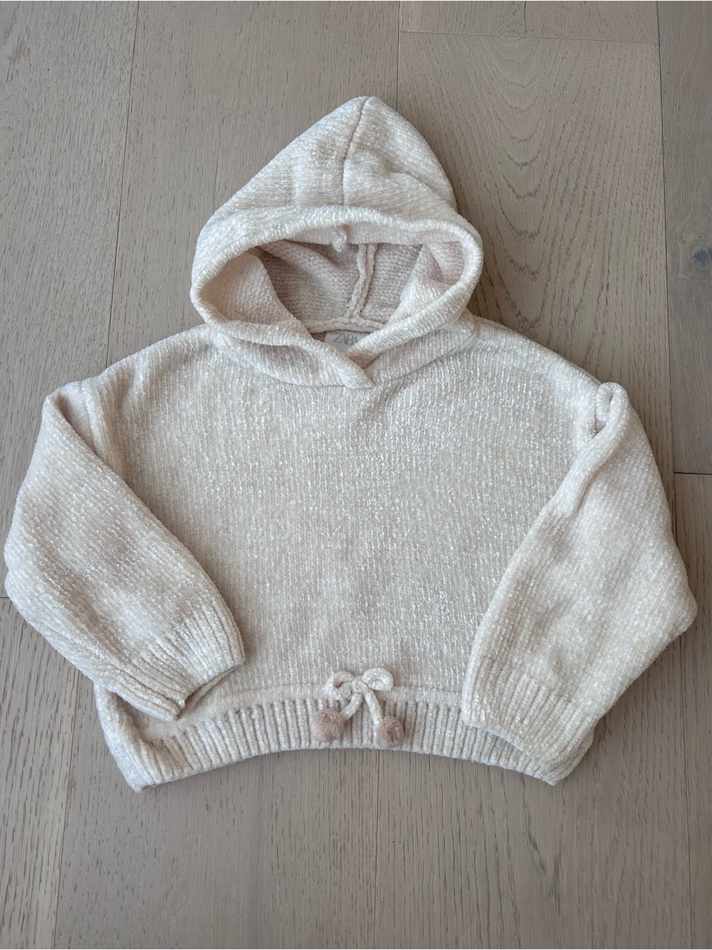 Zara 18-24m Cozy Hooded Sweater in Light Cream